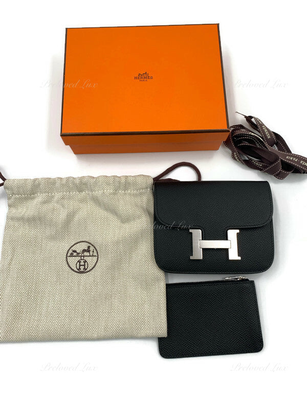 HERMES Black Constance Slim Epsom Leather Palladium Hardware