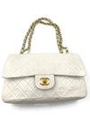 CHANEL Medium Classic Double Flap Bag White with Gold Hardware