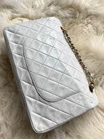 CHANEL Medium Classic Double Flap Bag White with Gold Hardware