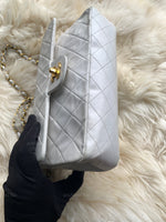 CHANEL Medium Classic Double Flap Bag White with Gold Hardware