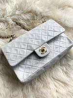 CHANEL Medium Classic Double Flap Bag White with Gold Hardware