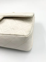 CHANEL Medium Classic Double Flap Bag White with Gold Hardware