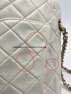 CHANEL Medium Classic Double Flap Bag White with Gold Hardware