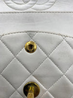 CHANEL Medium Classic Double Flap Bag White with Gold Hardware