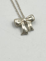 Tiffany 
Co Sterling Silver 925 Bow Pendant Necklace