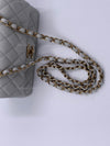 CHANEL Classic Grey Lambskin Mini Rectangular Crossbody Bag in Gold Hardware