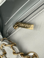 CHANEL Classic Grey Lambskin Mini Rectangular Crossbody Bag in Gold Hardware