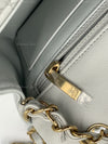 CHANEL Classic Grey Lambskin Mini Rectangular Crossbody Bag in Gold Hardware