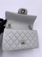 CHANEL Classic Grey Lambskin Mini Rectangular Crossbody Bag in Gold Hardware