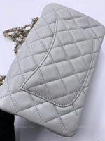 CHANEL Classic Grey Lambskin Mini Rectangular Crossbody Bag in Gold Hardware