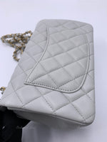 CHANEL Classic Grey Lambskin Mini Rectangular Crossbody Bag in Gold Hardware