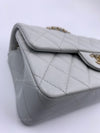 CHANEL Classic Grey Lambskin Mini Rectangular Crossbody Bag in Gold Hardware