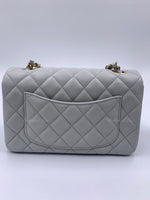 CHANEL Classic Grey Lambskin Mini Rectangular Crossbody Bag in Gold Hardware