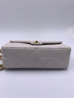 CHANEL Classic Lambskin Chain Mini Square Flap Bag White/ Gold hardware