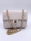 CHANEL Classic Lambskin Chain Mini Square Flap Bag White/ Gold hardware