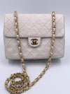 CHANEL Classic Lambskin Chain Mini Square Flap Bag White/ Gold hardware