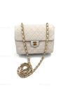 CHANEL Classic Lambskin Chain Mini Square Flap Bag White/ Gold hardware