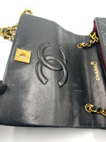 Sold-CHANEL Vintage Lambskin Small Full Flap Bag black/gold hardware