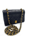 Sold-CHANEL Vintage Lambskin Small Full Flap Bag black/gold hardware