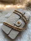 CHANEL Classic Lambskin Double Flap Medium Shoulder Bag - Light Beige Gold Hardware