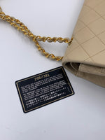 CHANEL Classic Lambskin Double Flap Medium Shoulder Bag - Light Beige Gold Hardware