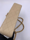 CHANEL Classic Lambskin Double Flap Medium Shoulder Bag - Light Beige Gold Hardware