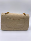 CHANEL Classic Lambskin Double Flap Medium Shoulder Bag - Light Beige Gold Hardware