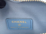 CHANEL Lambskin Blue Small Heart Crossbody Chain Bag Gold Hardware