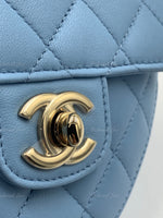 CHANEL Lambskin Blue Small Heart Crossbody Chain Bag Gold Hardware