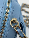 CHANEL Lambskin Blue Small Heart Crossbody Chain Bag Gold Hardware