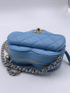 CHANEL Lambskin Blue Small Heart Crossbody Chain Bag Gold Hardware