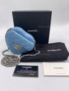 CHANEL Lambskin Blue Small Heart Crossbody Chain Bag Gold Hardware