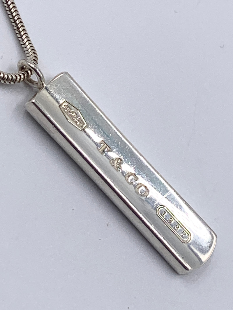 Tiffany 
Co 925 Silver 1837 Bar Pendant with Necklace