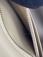 CHANEL Beige Lambskin Mini Square Pearl Crush Flap Bag