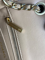 CHANEL Beige Lambskin Mini Square Pearl Crush Flap Bag