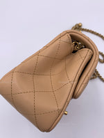 CHANEL Beige Lambskin Mini Square Pearl Crush Flap Bag