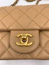 CHANEL Beige Lambskin Mini Square Pearl Crush Flap Bag