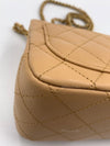 CHANEL Beige Lambskin Mini Square Pearl Crush Flap Bag