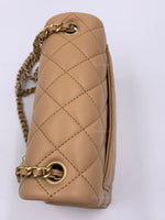 CHANEL Beige Lambskin Mini Square Pearl Crush Flap Bag