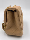 CHANEL Beige Lambskin Mini Square Pearl Crush Flap Bag