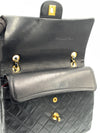 CHANEL Classic Lambskin Double Flap Medium Square Bag Black / Gold Hardware