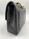 CHANEL Classic Lambskin Double Flap Medium Square Bag Black / Gold Hardware