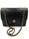 CHANEL Classic Lambskin Double Flap Medium Square Bag Black / Gold Hardware