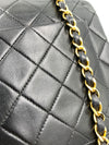 CHANEL Classic Lambskin Double Flap Medium Square Bag Black / Gold Hardware