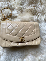 CHANEL Lambskin Small Diana Single Chain Single Flap Bag Beige Gold hardware