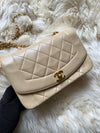 CHANEL Lambskin Small Diana Single Chain Single Flap Bag Beige Gold hardware