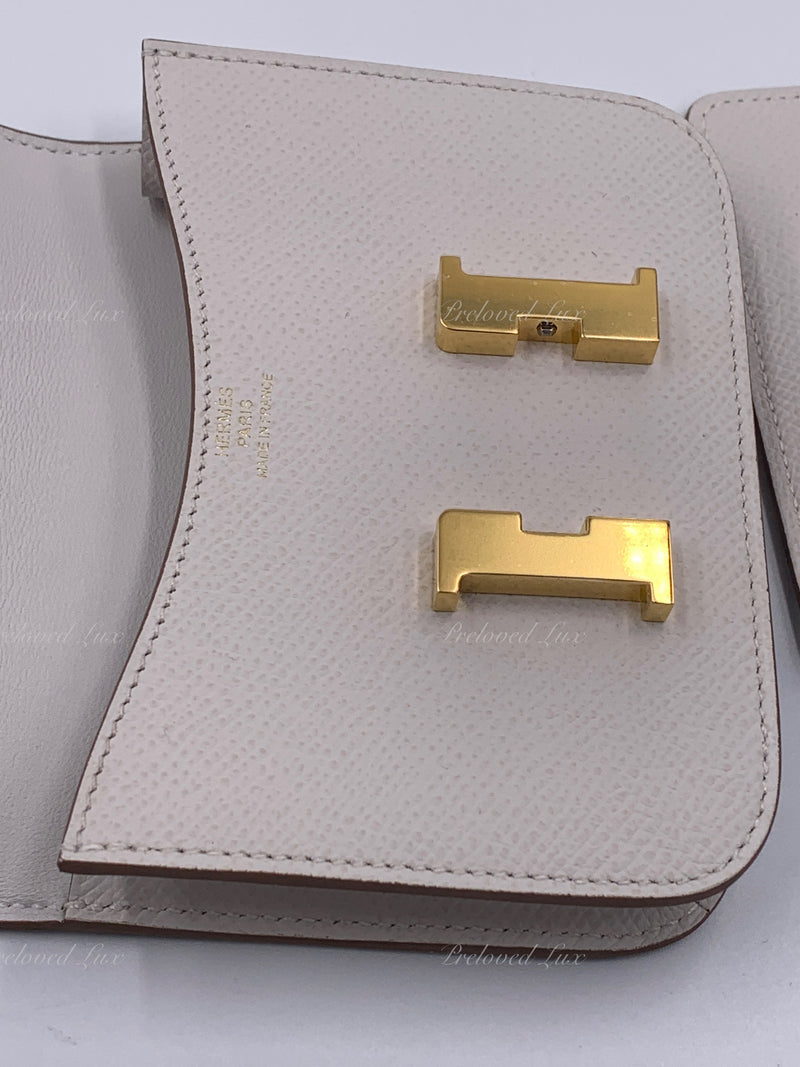 HERMES Gris Pale (light grey) Constance Slim Epsom Leather Gold Hardware