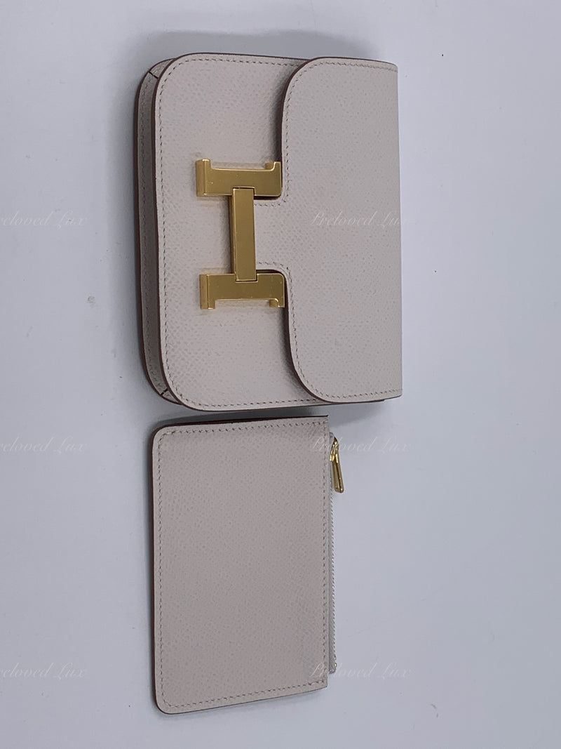 HERMES Gris Pale (light grey) Constance Slim Epsom Leather Gold Hardware