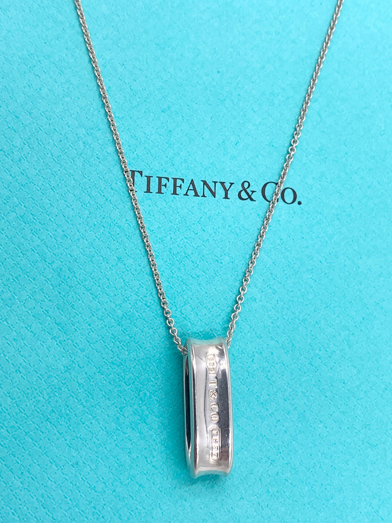 Sold-Tiffany 
Co 925 Silver 1837 Oval Ring Pendant Necklace