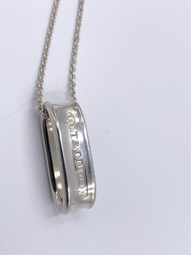 Sold-Tiffany 
Co 925 Silver 1837 Oval Ring Pendant Necklace